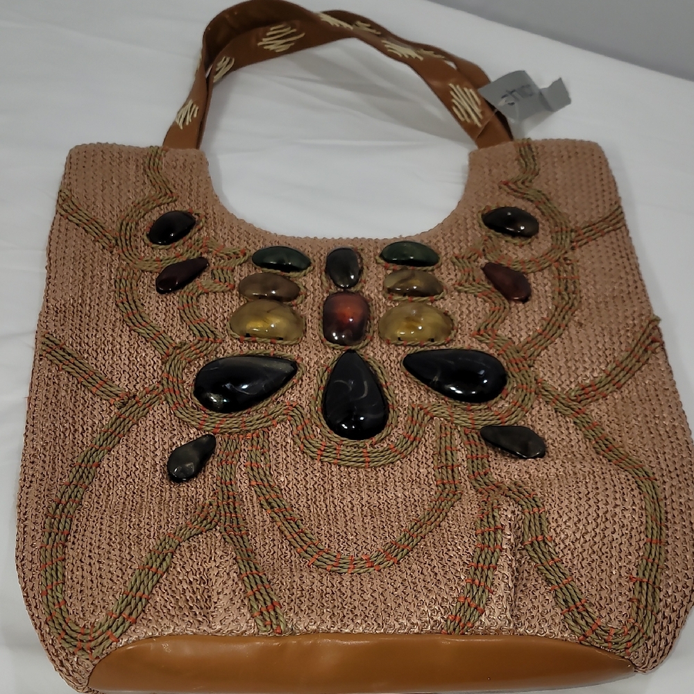 Chic Brown Beaded Women's Shoulder Bag